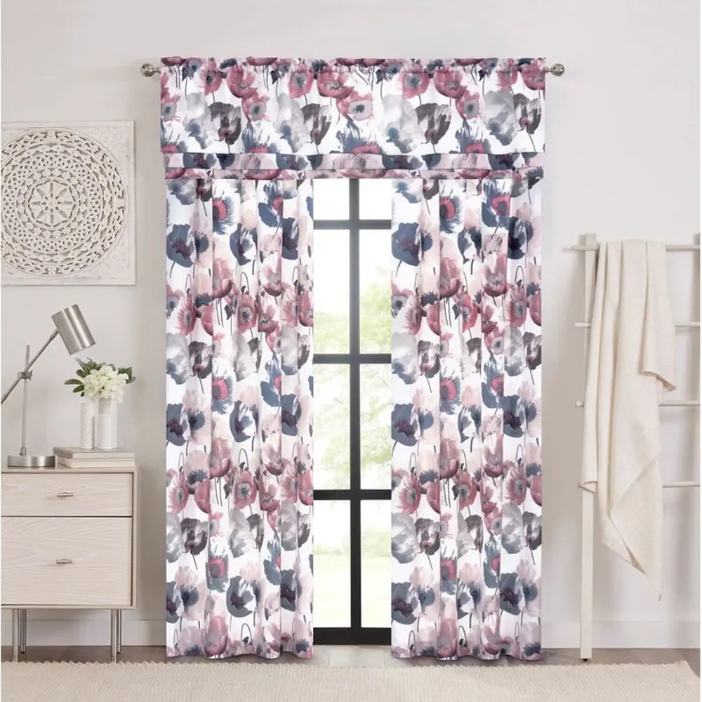 Achim Home Furnishing: Poppy Field Room Darkening Floral Window Curtains, Rod